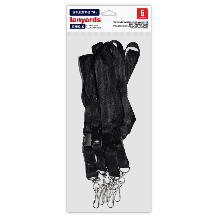 Paquete de 6 cordones sujetadores en color negro 1