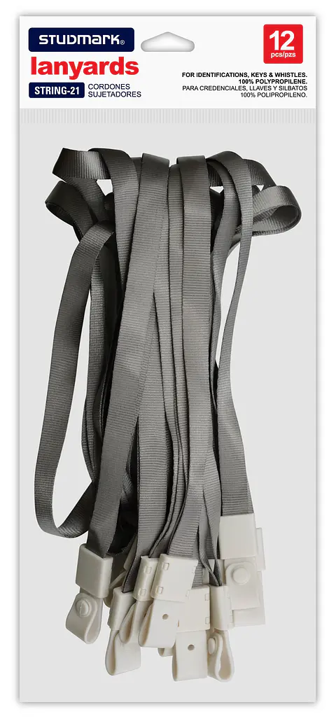 Paquete de 12 cordones sujetadores en color gris