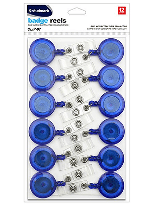 12 sujetadores retráctiles Azul para insignias ST-CLIP-07