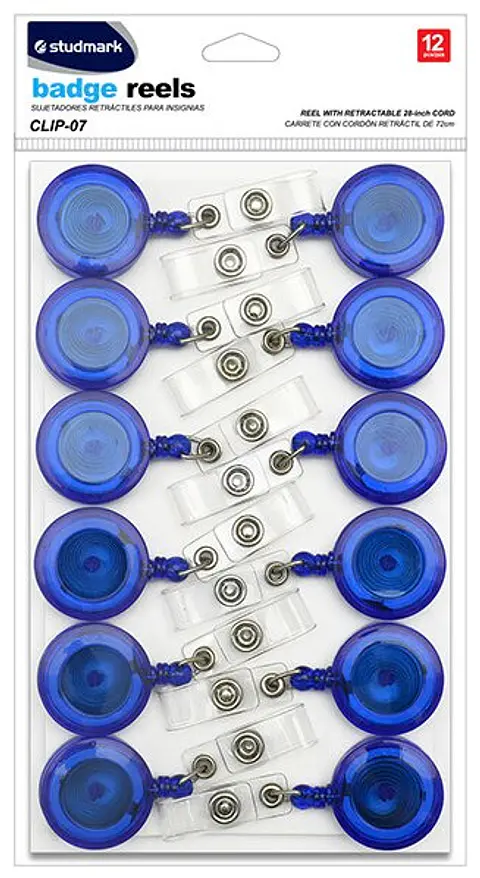12 sujetadores retráctiles Azul para insignias ST-CLIP-07