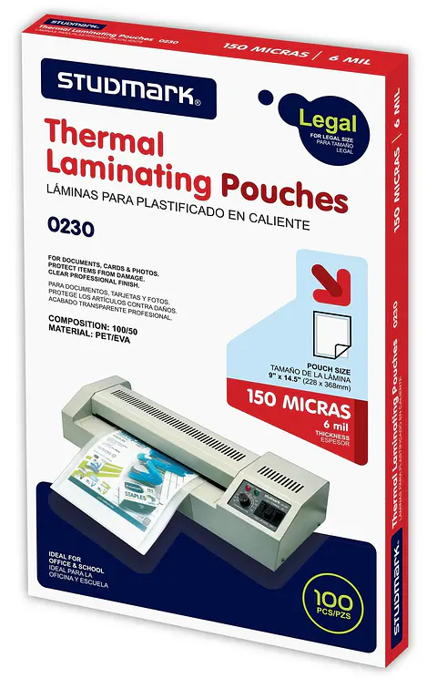 Láminas para plastificar Studmark 228x368 mm