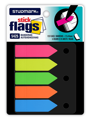 Banderitas adhesivas Studmark, 5 Colores x 25 hojas
