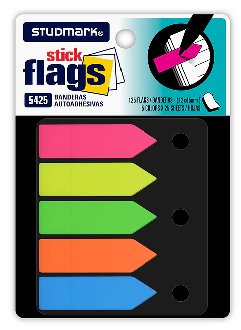 Banderitas adhesivas Studmark, 5 Colores x 25 hojas