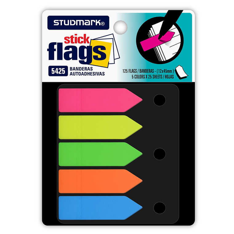 Banderitas adhesivas Studmark, 5 Colores x 25 hojas 1