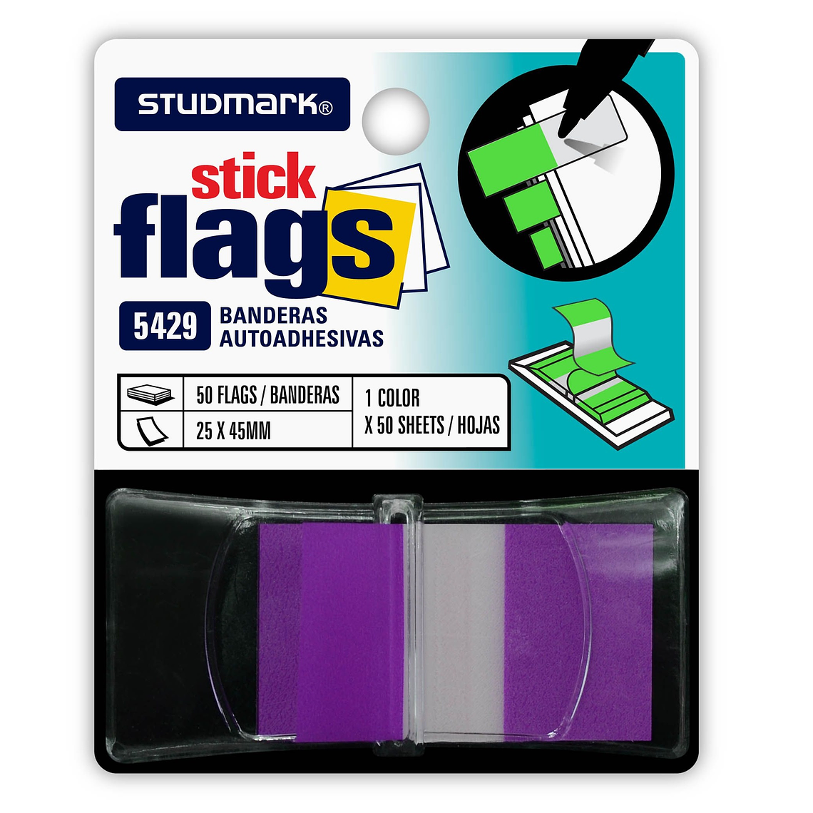 Banderitas Studmark de 25 x 45 mm, con dispensador 2