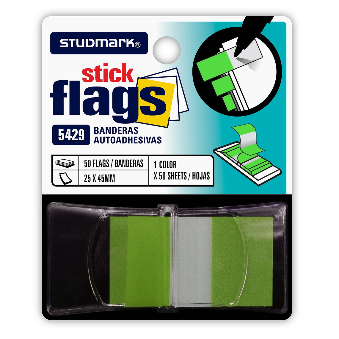 Banderitas Studmark de 25 x 45 mm, con dispensador 5