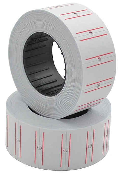 500 Etiquetas Studmark para precios, blancas con líneas rojas