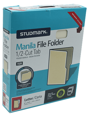 Caja de 100 folder manila Studmark Carta
