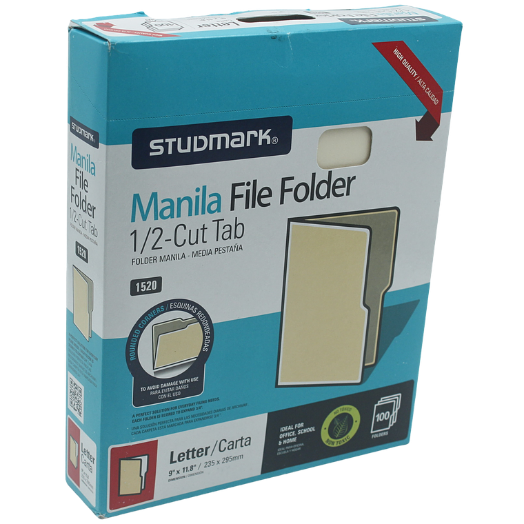 Caja de 100 folder manila Studmark Carta 1