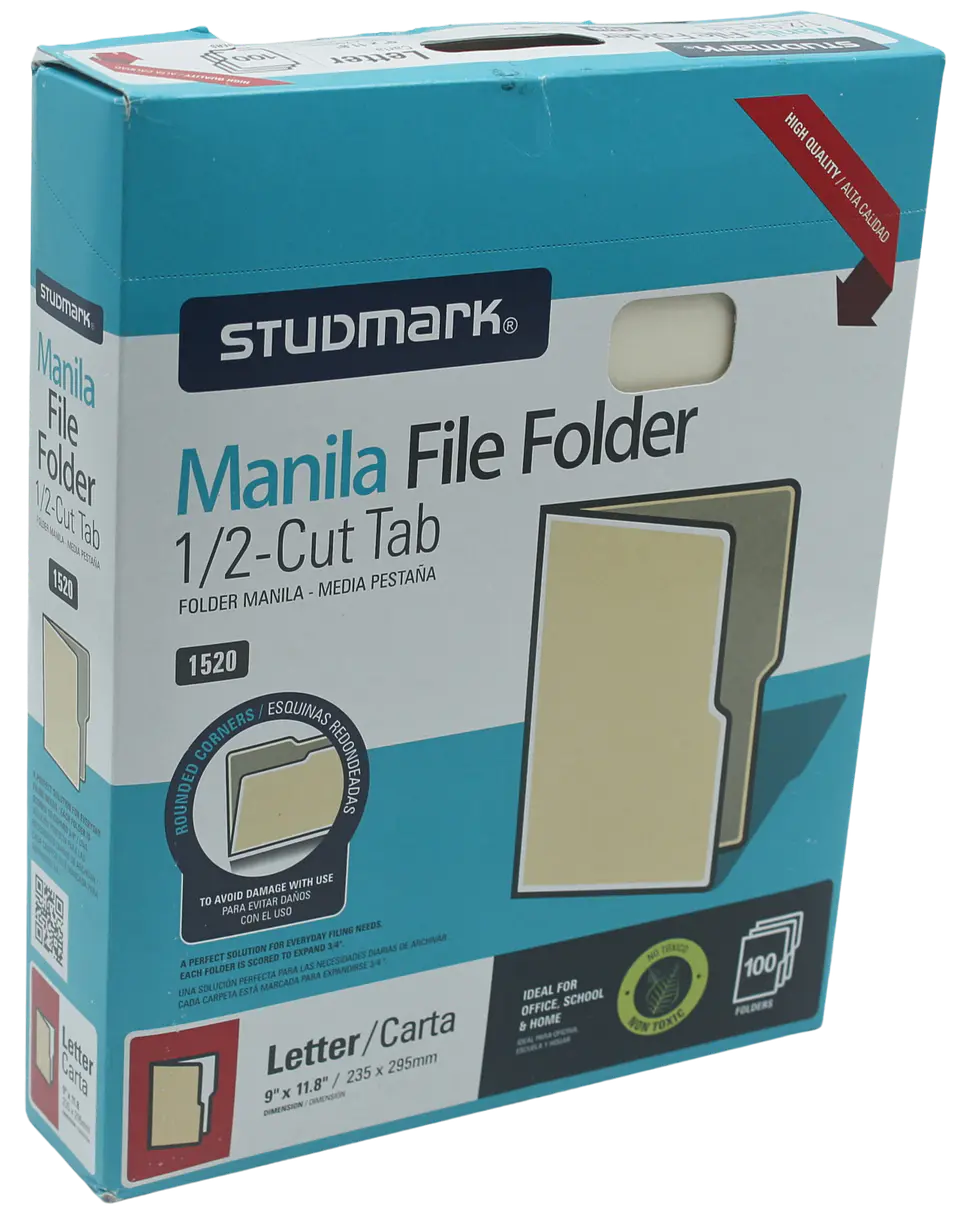 Caja de 100 folder manila Studmark Carta 1