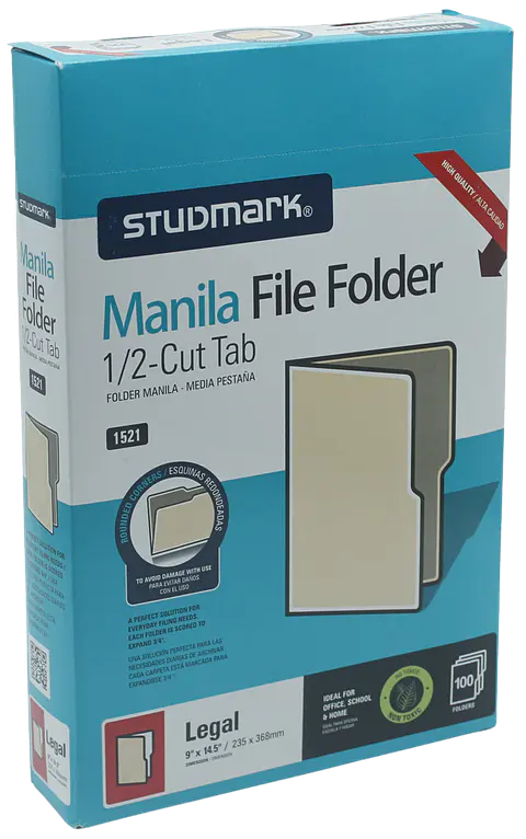 Caja de 100 folder manila Studmark Legal