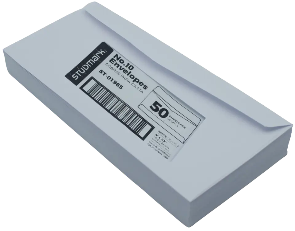 Paquete de 50 sobres blancos Studmark N.10 1