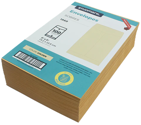 Paquete de 100 sobres manila Studmark 6" x 9"