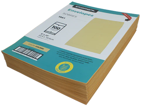 Paquete de 100 sobres manila Studmark 9" x 12"