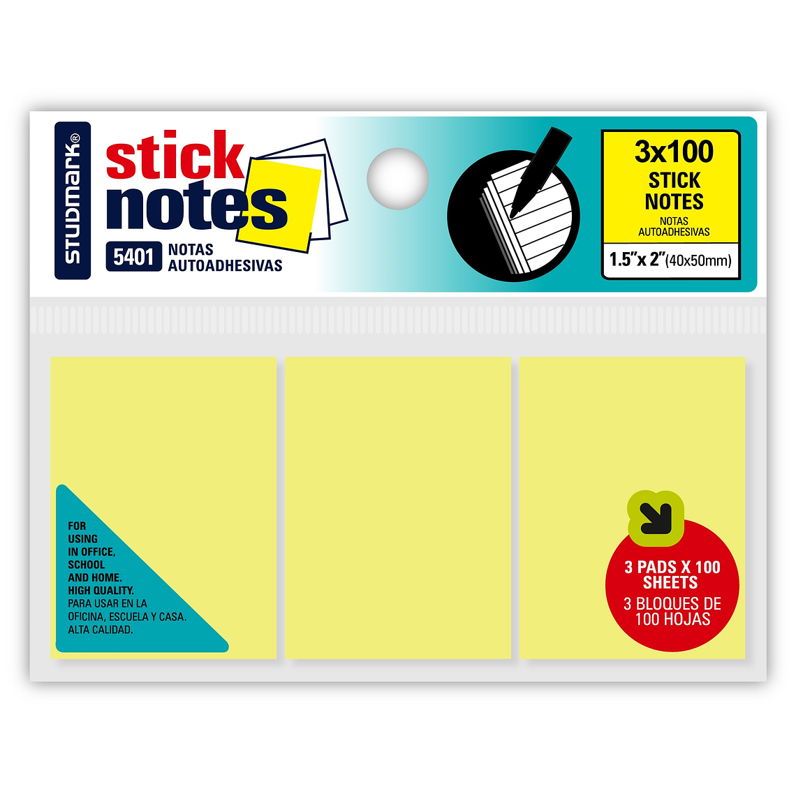 Notas Adhesivas Amarillas Studmark 1.5