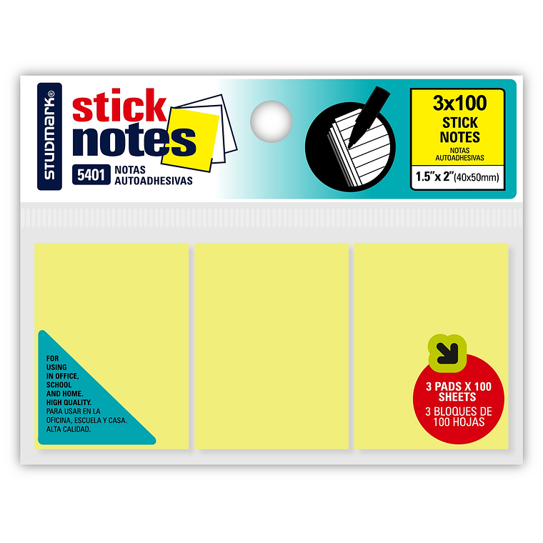 Notas Adhesivas Amarillas Studmark 1.5