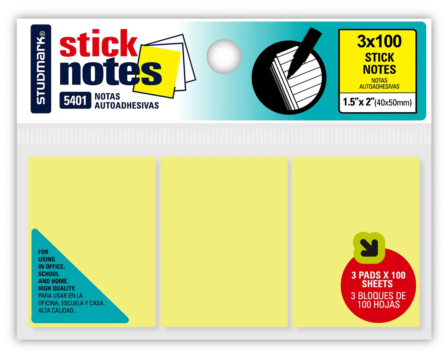 Notas Adhesivas Amarillas Studmark 1.5
