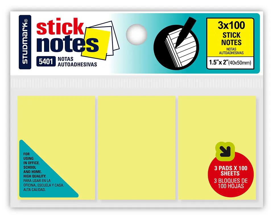 Notas Adhesivas Amarillas Studmark 1.5