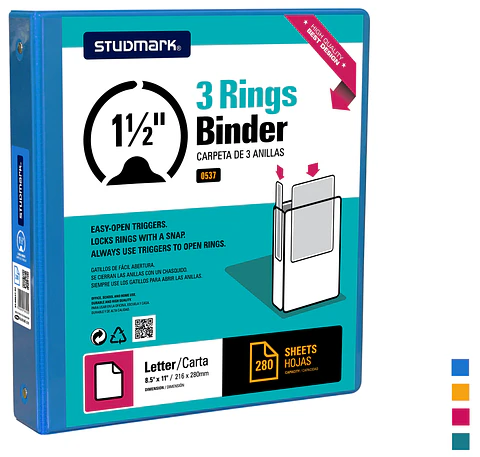 Portafolio Studmark de 3 anillas de 1 1/2" 280 hojas