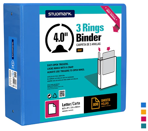 Portafolio Studmark de 3 anillas de 4" 800 HOJAS