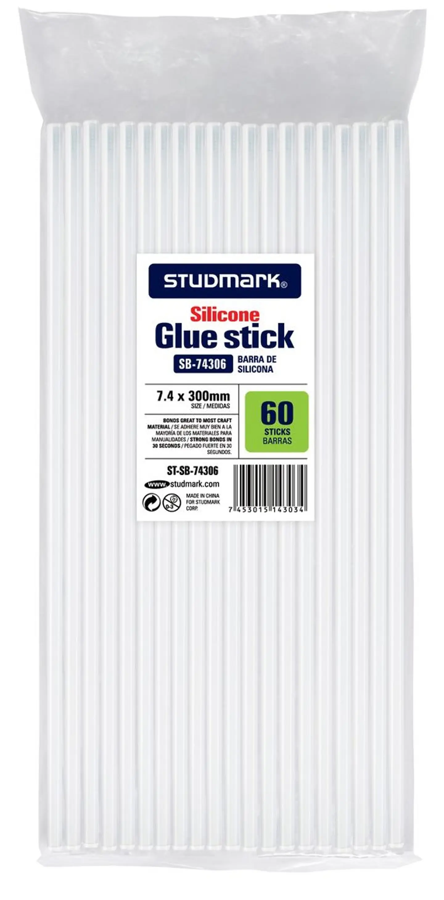 Paquete de 60 Barras de silicona 7.4mm x 30cm Studmark 1