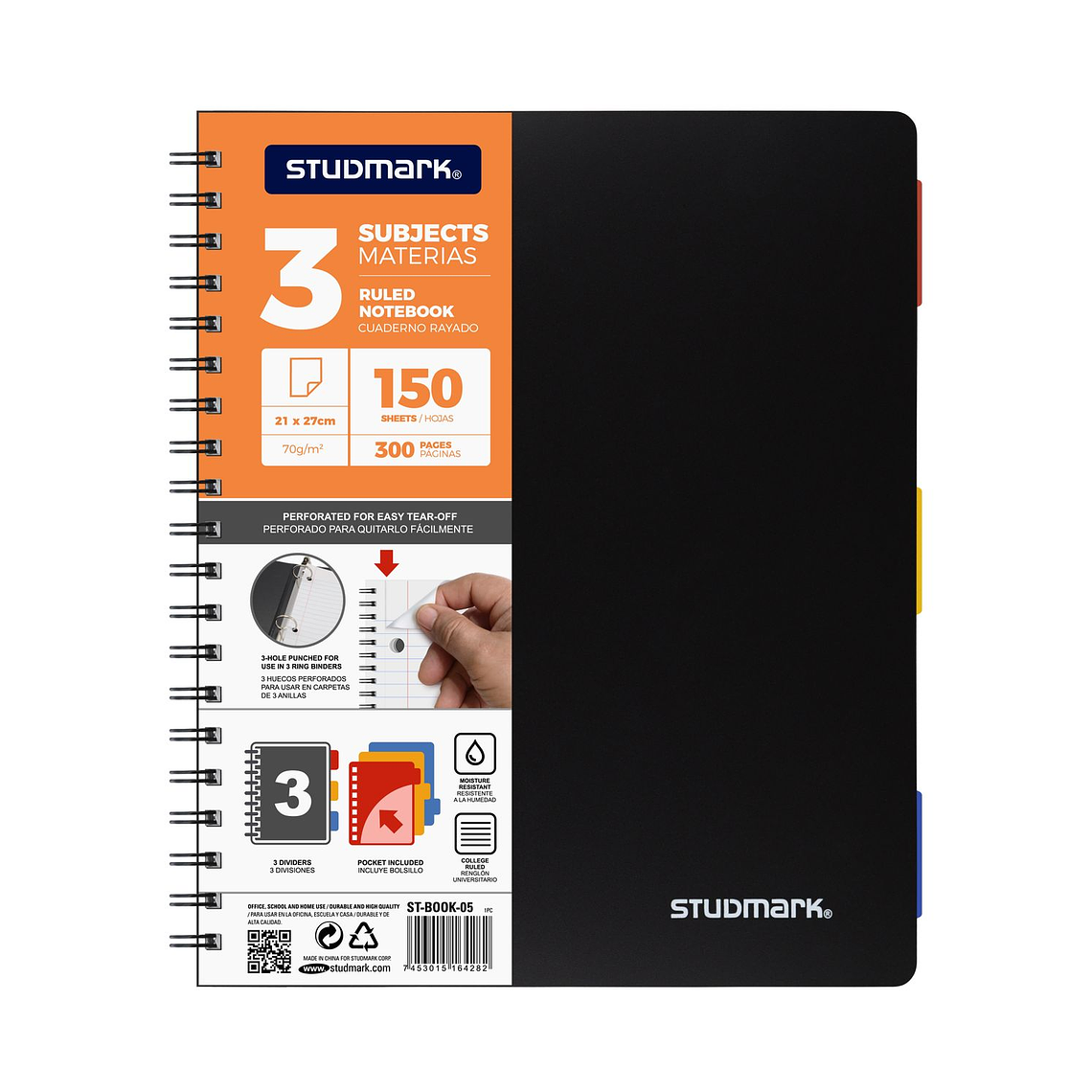 Cuaderno Studmark 5 materias, cubierta plástica 2