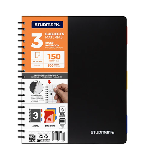 Cuaderno Studmark 5 materias, cubierta plástica