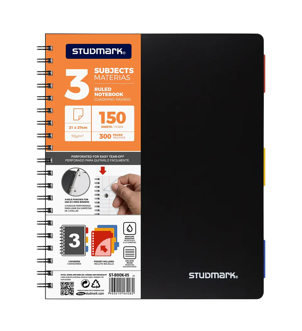 Cuaderno Studmark 5 materias, cubierta plástica 2