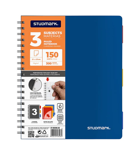 Cuaderno Studmark 5 materias, cubierta plástica