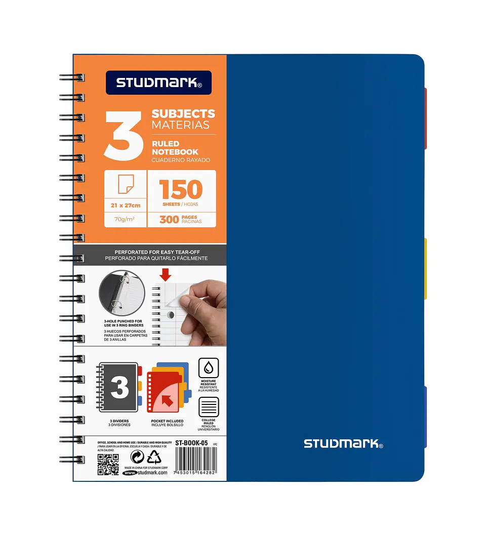 Cuaderno Studmark 5 materias, cubierta plástica 1