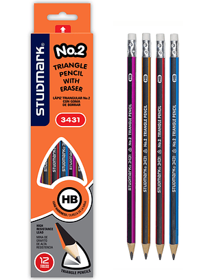 Lápiz triangular con borrador Studmark ST-03431