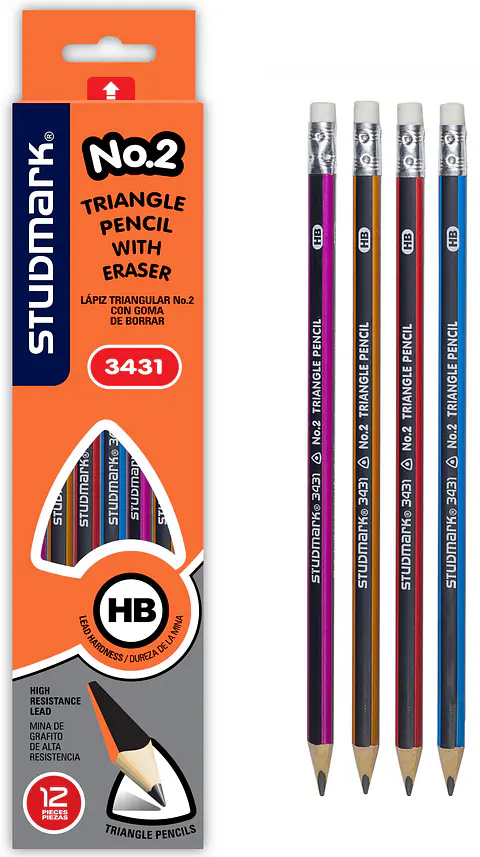Lápiz triangular con borrador Studmark ST-03431