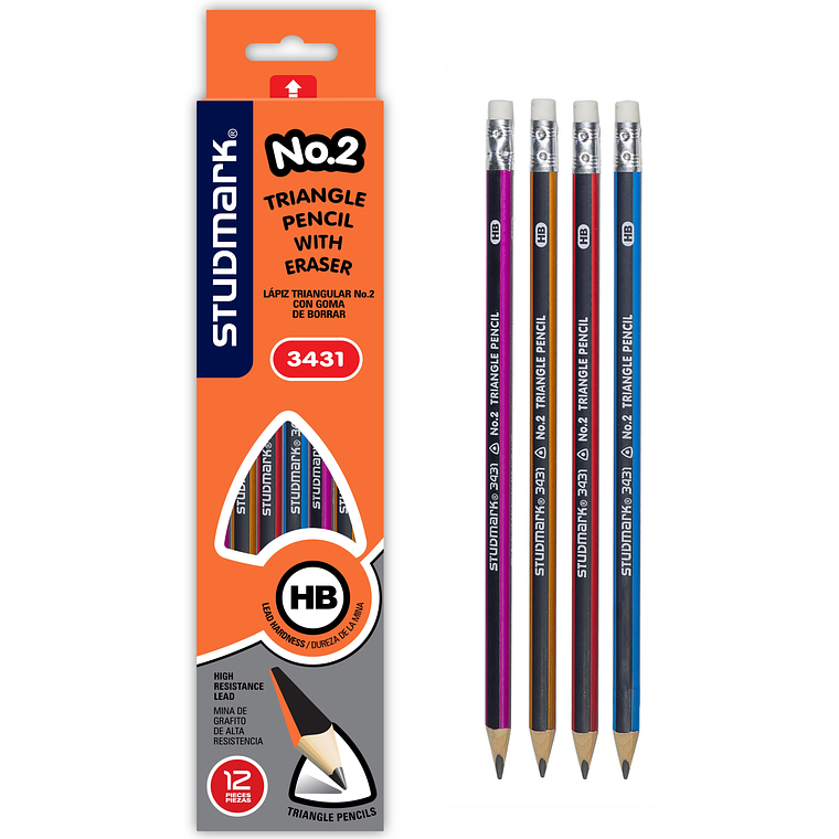 Lápiz triangular con borrador Studmark ST-03431 1
