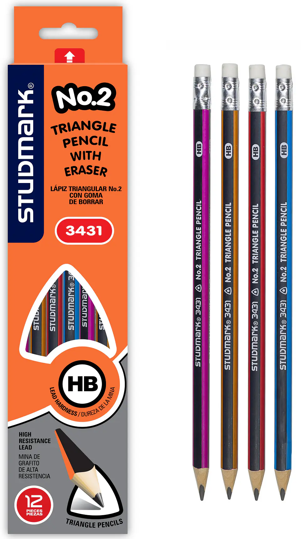 Lápiz triangular con borrador Studmark ST-03431 1