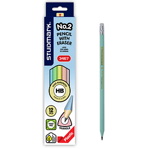 Lápiz plástico triangular Studmark con borrador ST-03467