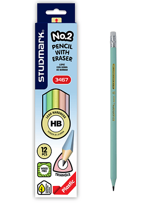Lápiz plástico triangular Studmark con borrador ST-03467