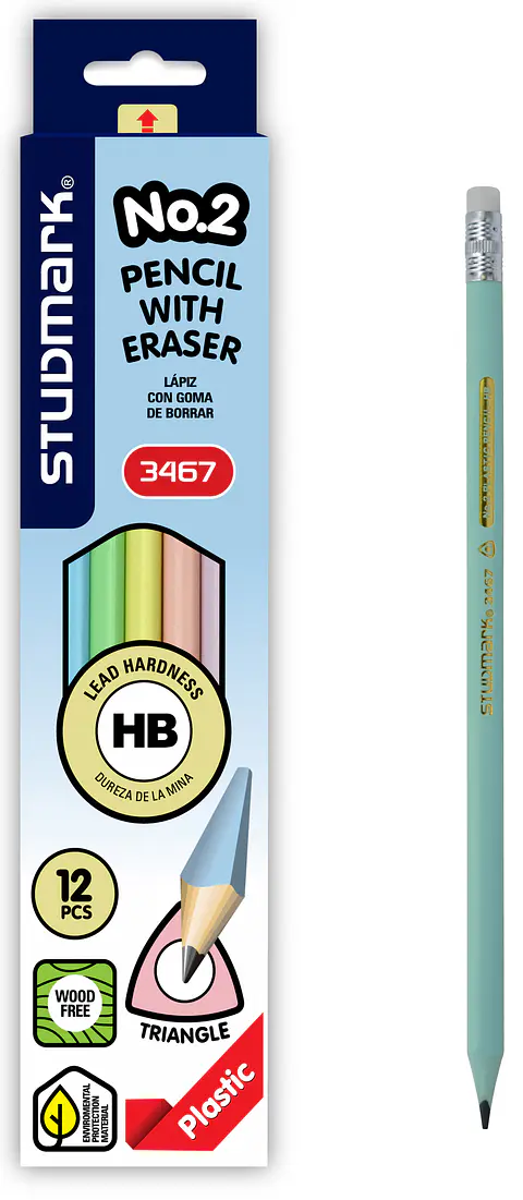 Lápiz plástico triangular Studmark con borrador ST-03467