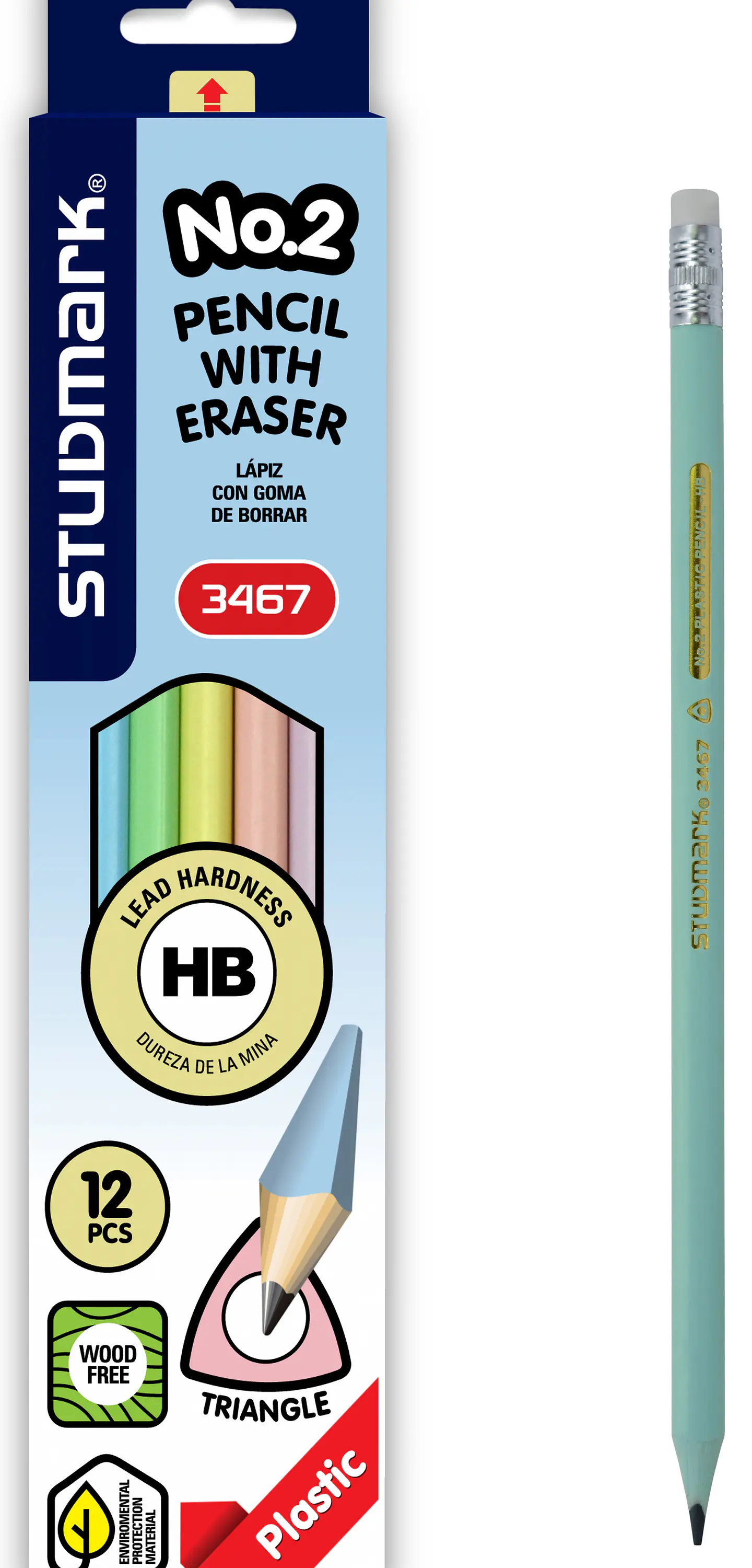 Lápiz plástico triangular Studmark con borrador ST-03467 1