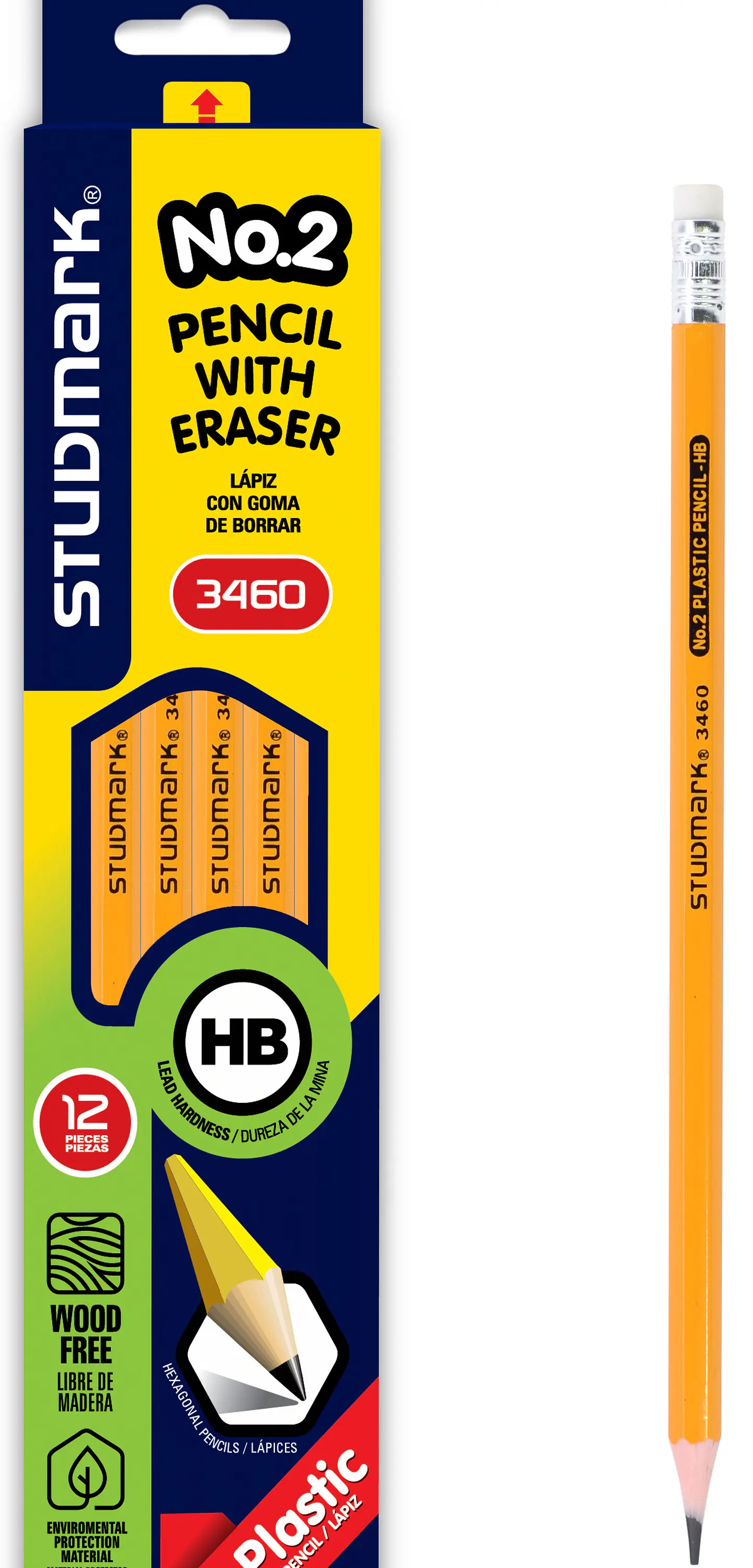 Lápiz plástico amarillo Studmark ST-03460 1