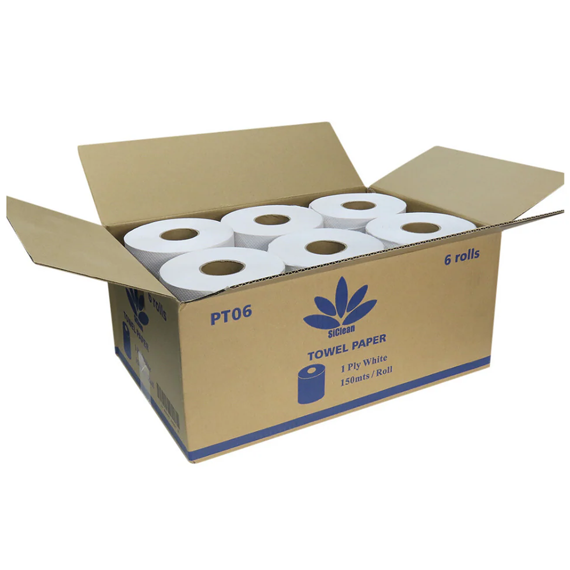 Caja de papel toalla SiClean 150 m hoja sencilla 1