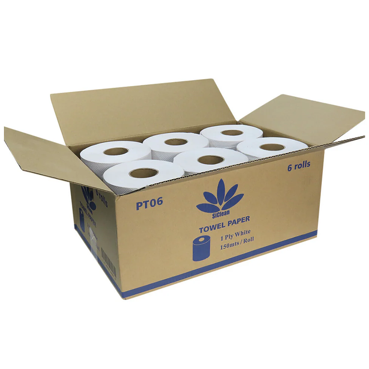 Caja de papel toalla SiClean 150 m hoja sencilla 1
