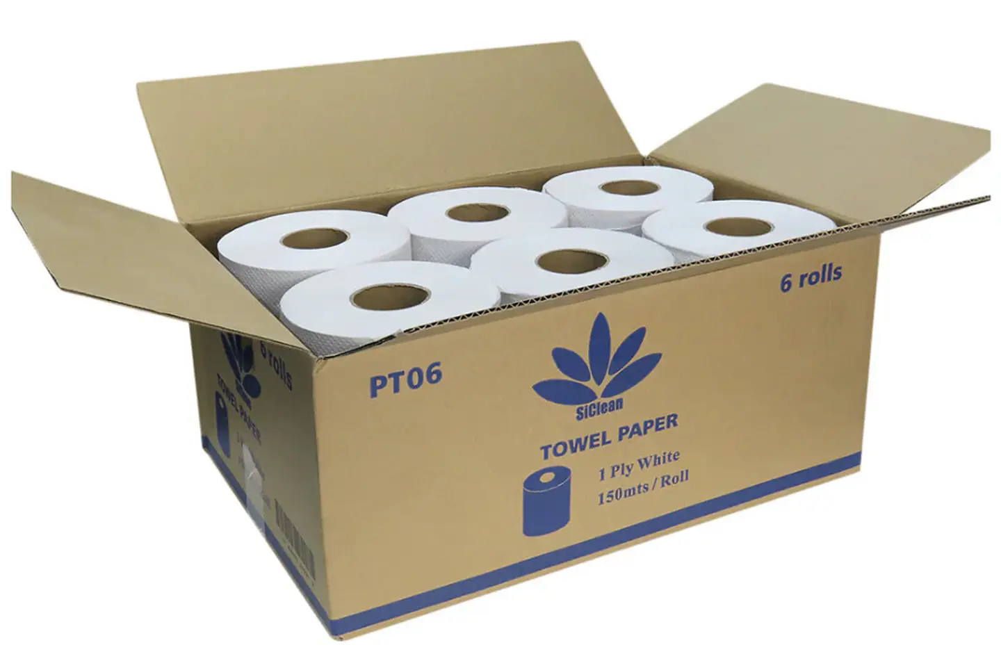Caja de papel toalla SiClean 150 m hoja sencilla 1