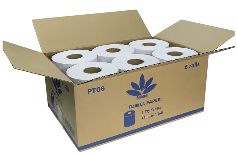 Caja de papel toalla SiClean 150 m hoja sencilla 1