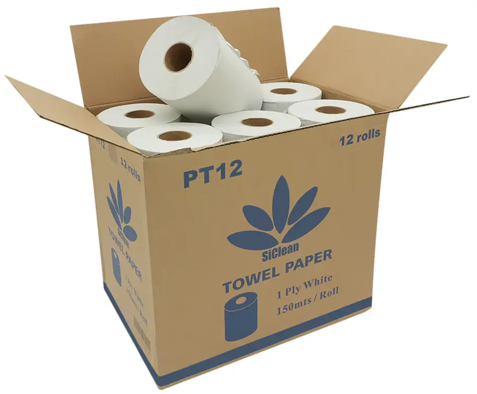 Caja de papel toalla SiClean 150 m hoja sencilla 2