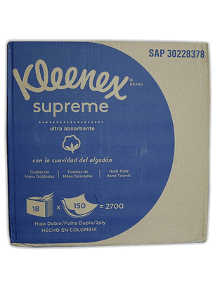 Papel Toalla Foliado Kleenex 18 Pqts x 150 Hojas (2700 hojas) (2pliegos)