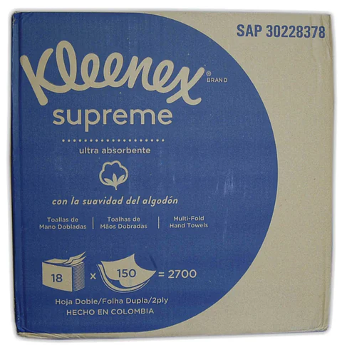 Papel Toalla Foliado Kleenex 18 Pqts x 150 Hojas (2700 hojas) (2pliegos)