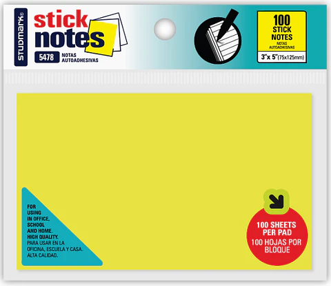 Notas Adhesivas Studmark 3"x5" de 100 hojas