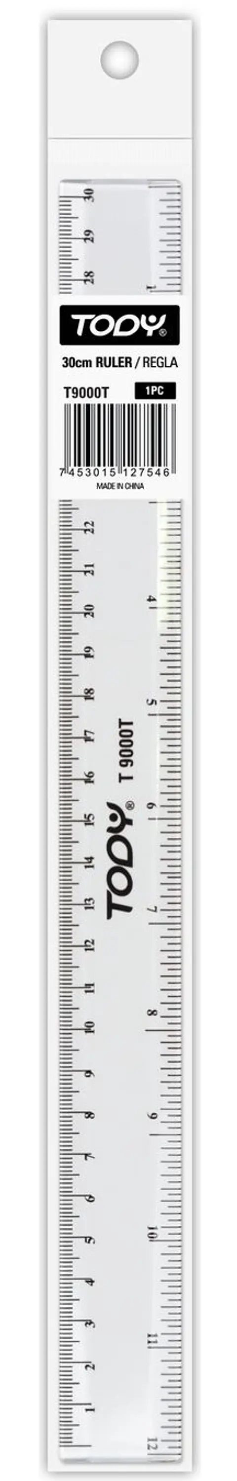 Regla transparente de 30 cm ó 12"