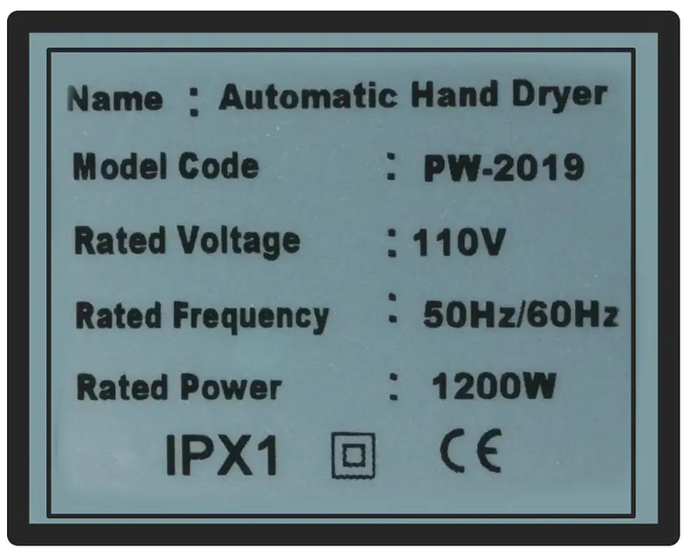 Secador eléctrico plástico para manos 3