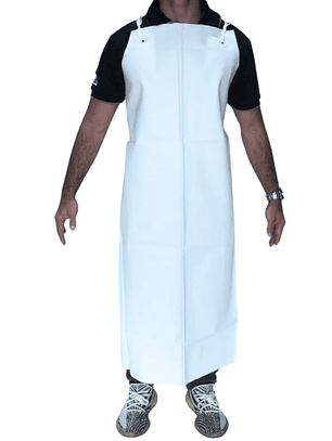 Delantal desechable de PVC en color blanco